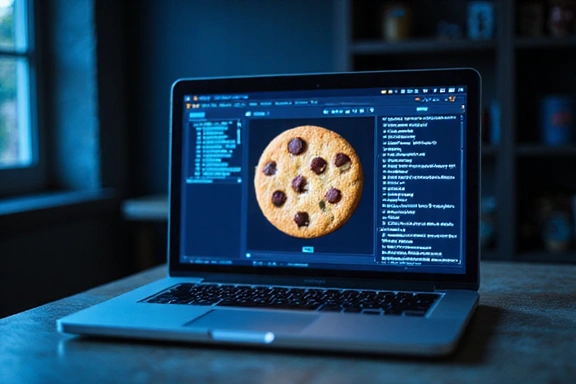 Illustrazione di un biscotto digitale che rappresenta un cookie su un computer