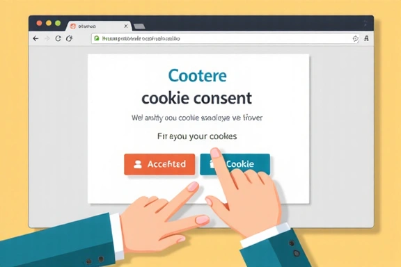 Illustrazione di un utente che gestisce le impostazioni dei cookie su un browser web
